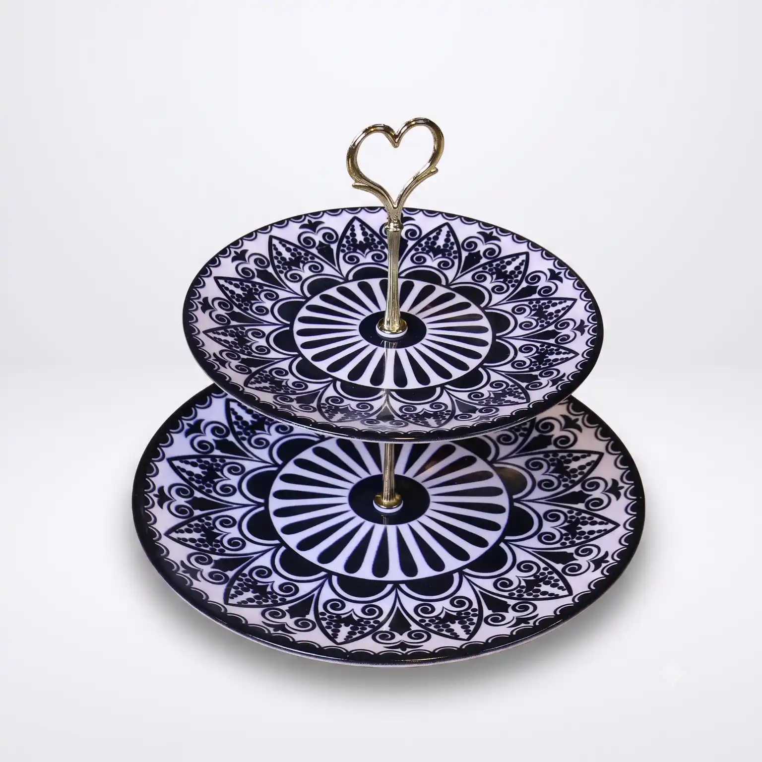 Luxury 2-Tier Mandala Geometric Serving Stand 1