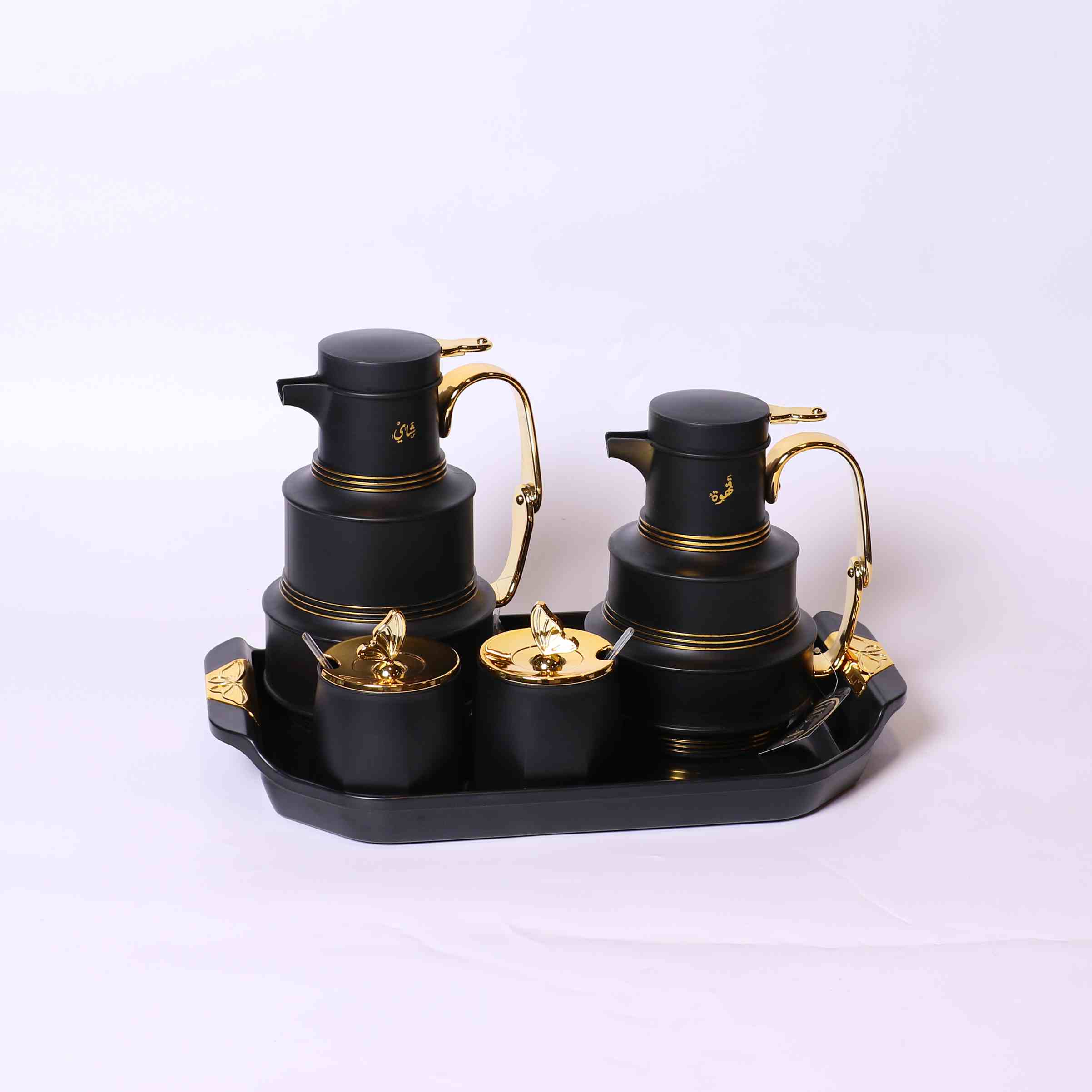 Premium 5-Piece Thermal Flask & Sugar Bowl Serving Set with Matching Tray 1