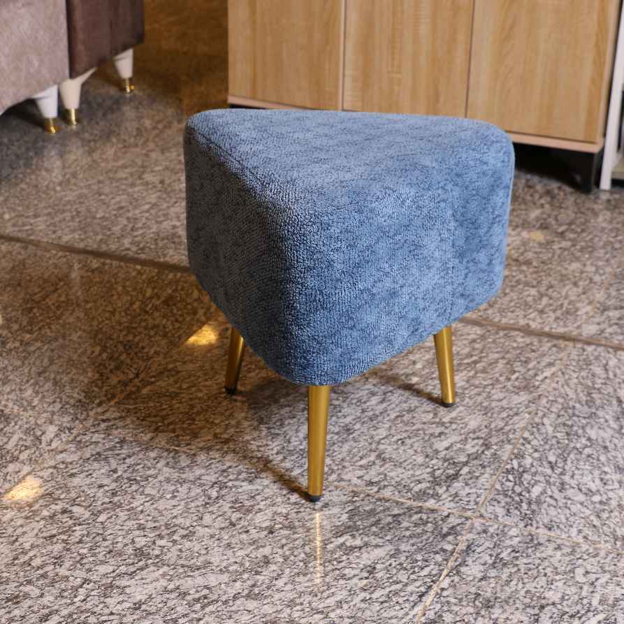 Triangular Padded Ottoman Stool with Gold Metal Legs - Assorted Colors & Patterns 1
