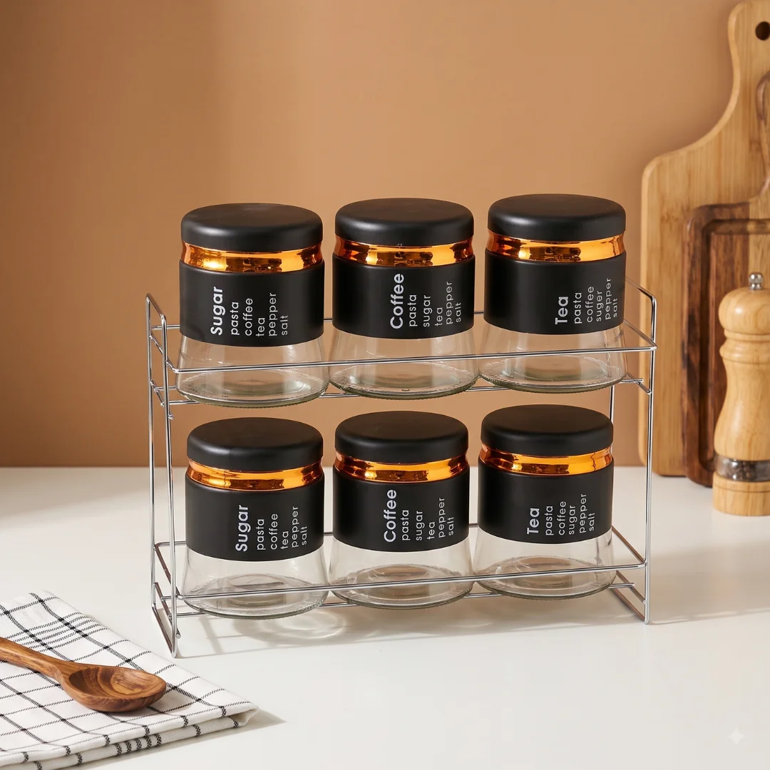 سيت علب توابل 6 قطع مع ستاند 1